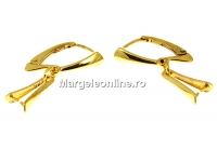 Earring findings, click, gold-plated 925 silver, 26mm - x1pair