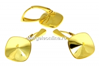 Earring findings, gold-plated 925 silver, rhombus, for Swarovski 4470 and 4461, 12mm - x1pair