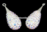 Swarovski, pand. pave placat cu rodiu, aurore boreale, 14mm - x1