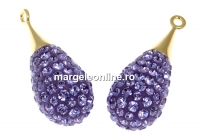 Swarovski, pand. pave placat cu aur, tanzanite, 14mm - x1