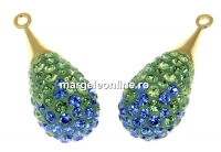 Swarovski, pand. pave placat cu aur, sapphire-peridot, 20mm - x1