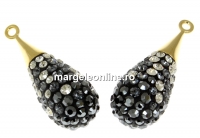 Swarovski, pand. pave placat cu aur, silver night, 26mm - x1