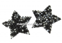 Swarovski, fine rocks pendant, black jet metallic  silver, 22mm - x1