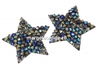 Swarovski, fine rocks pendant, black bermudablue metallic  gold, 22mm - x1