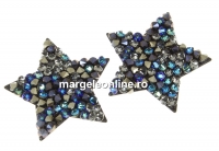 Swarovski, cabo. fine rocks, black berm. blue mettalic gold, 22mm - x1