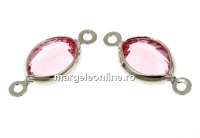 Swarovski, link pl. cu rodiu, oval, light rose, 15mm - x2