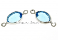 Swarovski, link pl. cu rodiu, oval, aquamarine, 15mm - x2