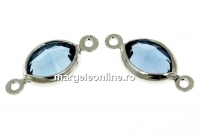 Swarovski, link pl. cu rodiu, oval, denim blue, 15mm - x2