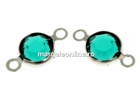 Swarovski, link pl. cu rodiu, disc, emerald, 12mm - x4