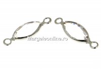 Swarovski, rhodium-plated link, navette, crystal, 16.5mm - x2