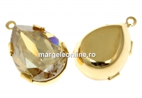 Swarovski, pand. pl. cu aur, fancy picatura, golden shadow, 21mm - x1