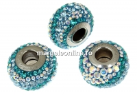 Swarovski, becharmed pave blue zircon, 14.5mm - x1