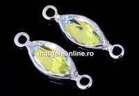 Swarovski, link pl. cu rodiu, navette, aurore boreale, 16.5mm - x2