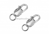 Lobster clasp, rhodium-plated 925 silver, 8.5x4.5mm - x2