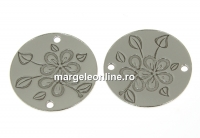 Link banut floral, argint 925 placat cu rodiu, 15mm - x1
