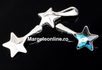 Pendant base, rhodium-plated 925 silver,Swarovski star 10mm - x1