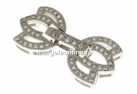 Incuietoare cu cristale, argint 925 placat cu rodiu, 22x12mm - x1