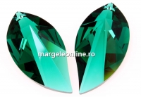 Swarovski, pandantiv frunza, emerald, 28mm - x1