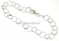 Bracelet, big jump rings, 925 silver, 20.5cm - x1