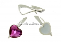 Baza pandantiv argint 925, cabochon Swarovski 2808 inima 6mm - x1