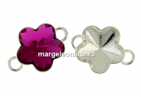 Link, base, 925 silver, rivoli Swarovski flower 10mm - x1