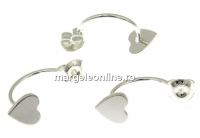 Earring extension, 925 silver rod, heart, cabochon 6mm - 1pair