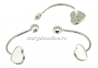 Earring extension, 925 silver rod, heart, cabochon 6mm - 1pair