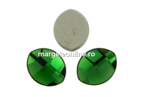 Swarovski, leaf cabochon, dark moss green, 10x8mm - x1