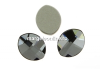 Swarovski, leaf cabochon, silver night, 10x8mm - x1