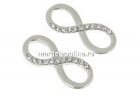 Link, infinity, crystals, rhodium-plated 925 silver, 20mm  - x1