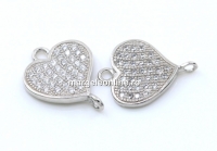 Link inima, argint 925 placat cu rodiu, 14.5mm - x1