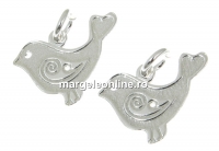 Pendant, bird, 925 silver, 16mm  - x1