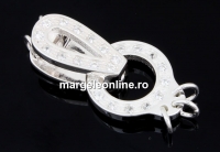Crystal clasp, 925 silver, 23mm - x1