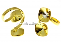 Ring base, rhombus, gold-plated 925 silver, for 2 Swarovski 4470 and 4461 12mm - x1