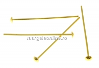 Headpin, gold-plated 925 silver, 30mm - x4