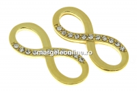 Link, infinity, crystals, gold-plated 925 silver, 20mm  - x1
