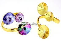 Ring base, gold-plated 925 silver, 3 rivoli, 10-12-14mm - x1