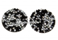 Swarovski, fine rocks cabochon, black jet comet argent light, 19.5mm - x1