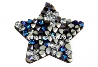 Swarovski, fine rocks pendant, black jet bermuda blue CAL, 22mm - x1