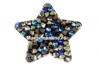 Swarovski, fine rocks pendant, bermuda blue metallic light gold, 22mm - x1