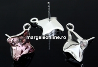 Earring findings, 925 silver, rhombus, bar and jump ring, for Swarovski 4485 10.5mm - x1pair