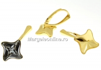 Earring findings, gold-plated 925 silver, rhombus, for Swarovski 4485 10.5mm - x1pair
