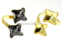 Ring base, rhombus, gold-plated 925 silver, for 2 Swarovski 4485 10.5mm - x1