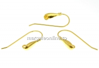 Earring findings, gold-plated 925 silver, 27.5mm - x1pair