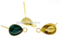 Earring findings, gold-plated 925 silver, for Swarovski 4320 10x7mm - x1pair