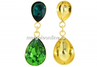 Earring findings, gold-plated 925 silver, for Swarovski 4320 14mm and 10mm - x1pair