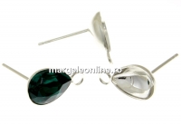 Earring findings, 925 silver, for Swarovski 4320 10x7mm - x1pair