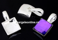 Pendant base, 925 silver, for square cabochon 10mm - x1