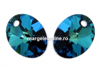 Swarovski, oval pendant, bermuda blue, 12mm - x1