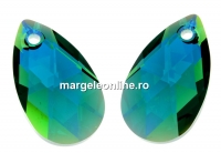 Swarovski, drop pendant, emerald aurora borealis, 16mm - x1